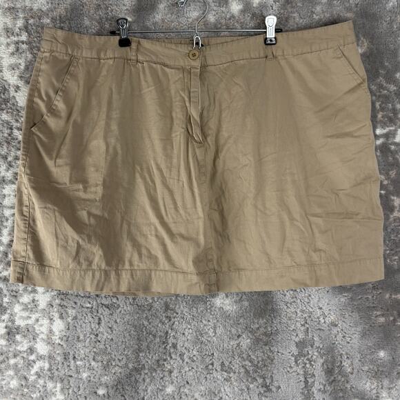 Ellos Plus Size 24W Flat Front Casual Skort Beige Button Zip Pocket Outdoor - Picture 1 of 11